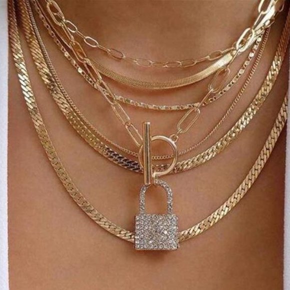 Gold Snake Bone Iced Out Cuban Link Chain Necklaces for Women - Picture 1 of 2